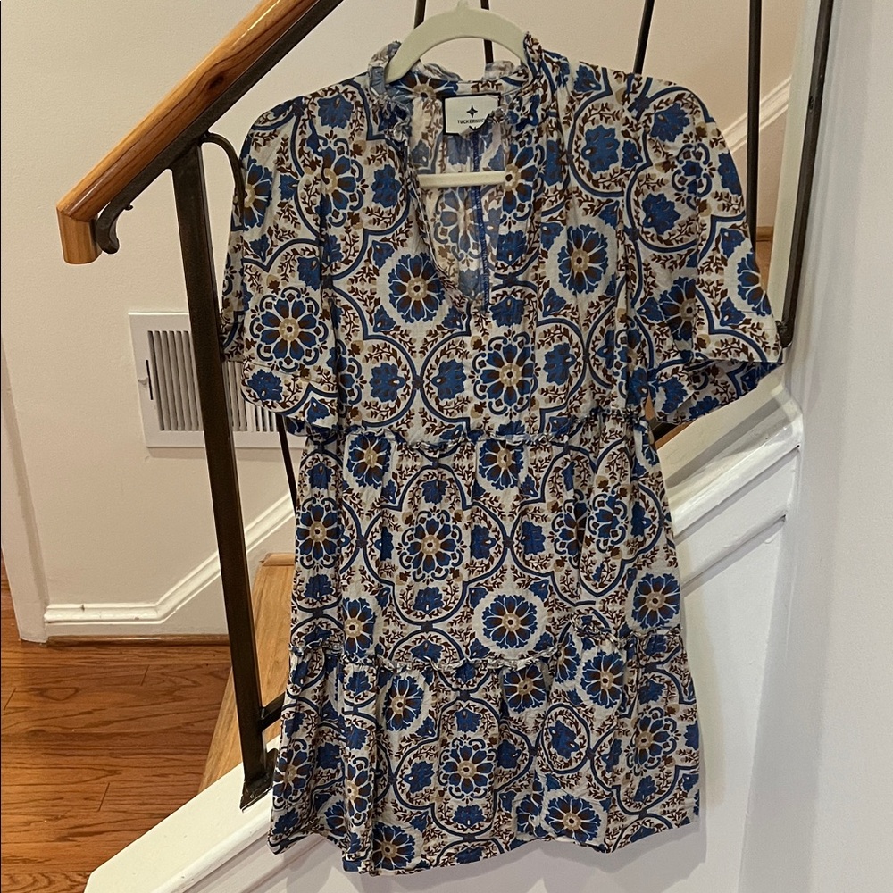 Tuckernuck Blue and Brown Floral Blouse